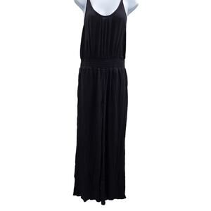 prAna Jumpsuit Women's Size Large Black Wide Leg Lightweight Summer Vacation